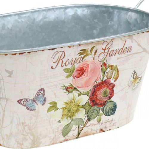 Floristik24 Pote de zinco, vaso de metal com asas, floreira de peônias L21cm A11cm