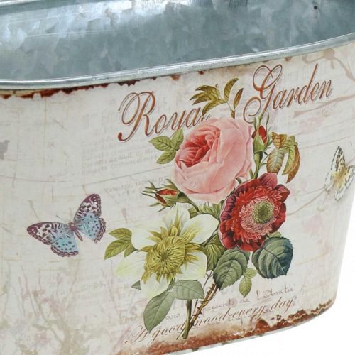 Floristik24 Vaso de flores vintage, vaso de metal com asas, floreira com rosas L18cm A10,5cm