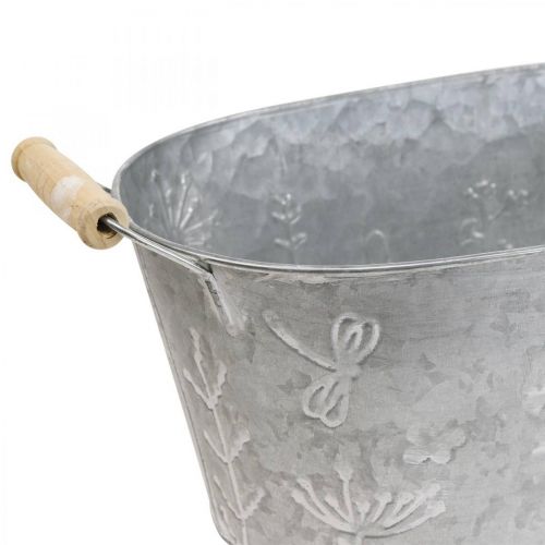 Floristik24 Tubo de zinco para plantação Vaso com asas 32×17×15cm