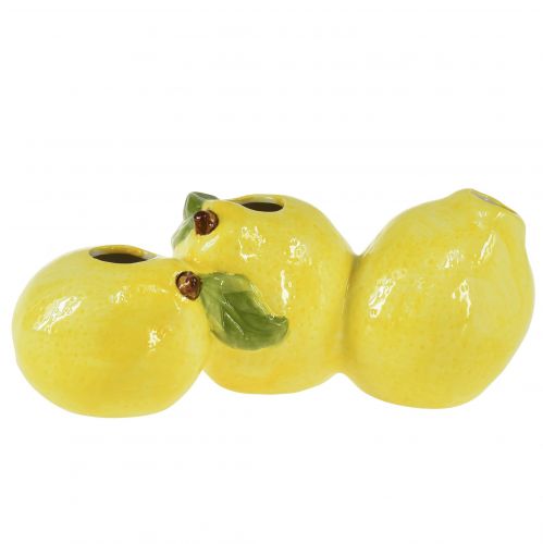 Itens Vaso decorativo limão cerâmica 3 aberturas 21,5x11x8cm