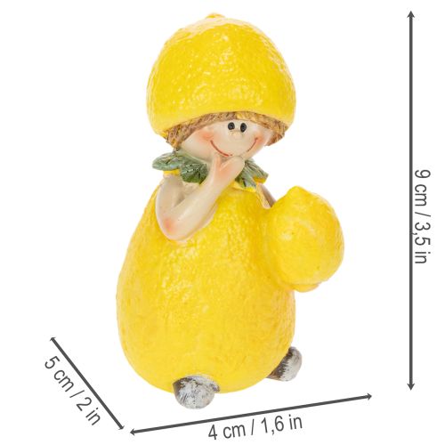 Itens Conjunto de 3 estatuetas Lemon Child, decoração de mesa encantadora para o verão em estilo vintage, para salas de estar e varandas, 9 cm.
