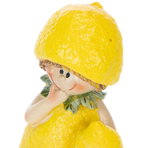 Itens Conjunto de 3 estatuetas Lemon Child, decoração de mesa encantadora para o verão em estilo vintage, para salas de estar e varandas, 9 cm.