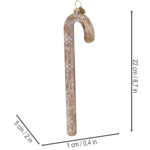 Enfeite de vidro em forma de bengala doce, decoração natalina nostálgica, 22 cm | Floristik24.pt