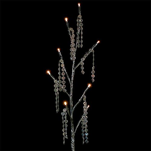 Floristik24 Ramo de prata com diamantes LED 75cm conjunto de 2