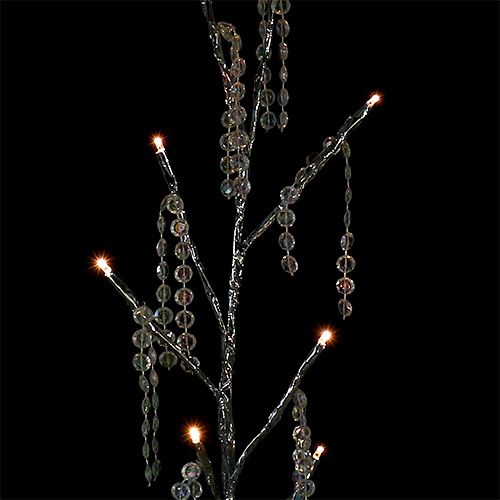 Floristik24 Ramo de prata com diamantes LED 75cm conjunto de 2