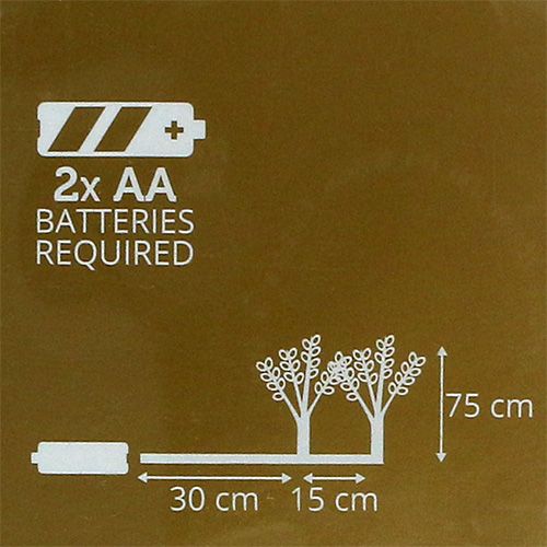 Floristik24 Ramo de prata com diamantes LED 75cm conjunto de 2