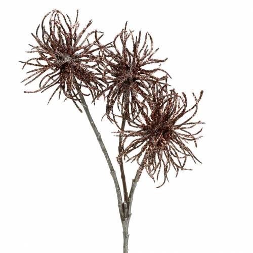 Floristik24 Ramo de clematis artificial de cobre com glitter 46cm