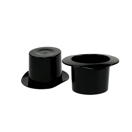 Floristik24 Cilindro decorativo preto, véspera de Ano Novo, chapéu como jardineiro H5,5 cm 12 unidades