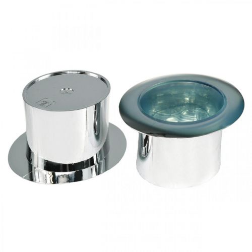 Floristik24 Cilindro para plantar, Ano Novo, chapéu decorativo, decoração de Réveillon em prata H6,5 cm C 12 cm 9 unidades