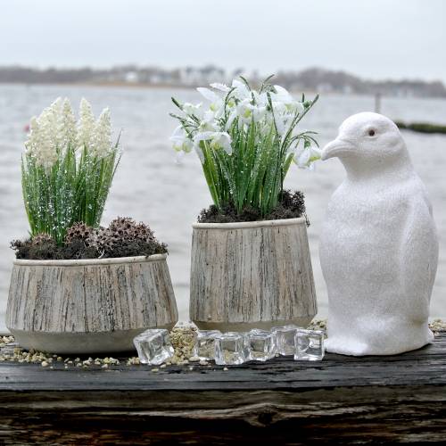 Floristik24 Plantador natureza listrado pesado Ø14cm 2 peças
