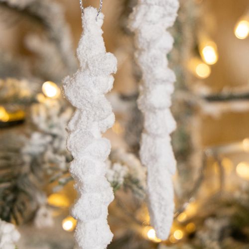 Itens Decoração de pingente de gelo coberto de neve para árvore de Natal 14 cm 4 peças
