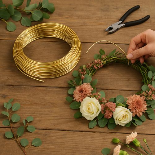 Itens Fio de alumínio 2mm fio artesanal fio decorativo dourado 60m 500g