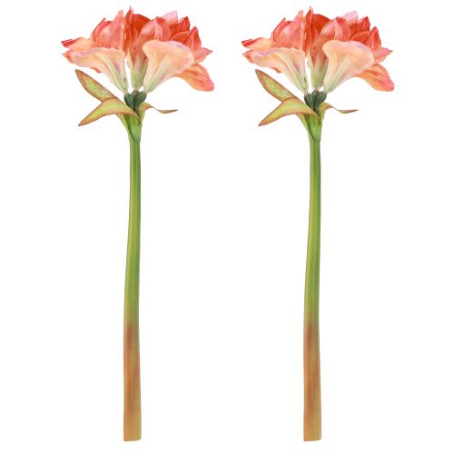 Itens Flores decorativas de amarílis em laranja artificial C55cm 2 unidades