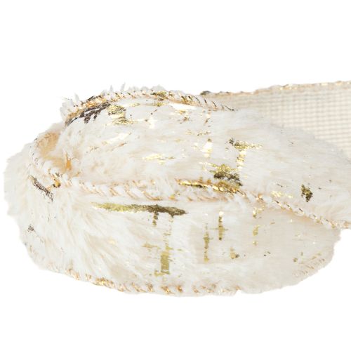 Itens Fita com fita decorativa de pelo creme dourado pelo sintético 25mm 15m
