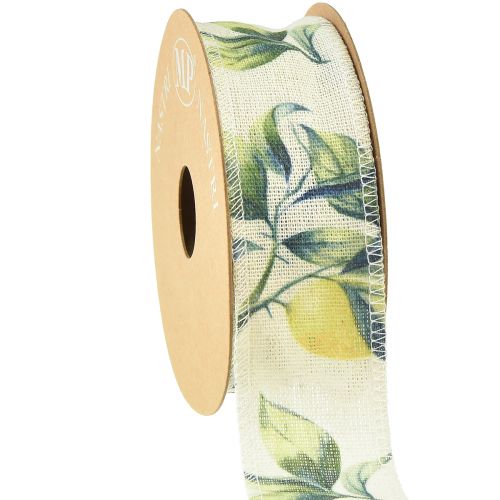 Floristik24 Fita limões e folhas fita decorativa algodão 40mm 10m