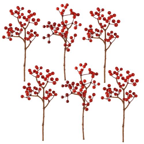 Itens Ramos de frutas vermelhas brilhantes - ideais para decorações festivas, 30 cm - conjunto de 6