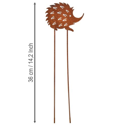 Itens Estaca de jardim em forma de ouriço, metal com pátina de ferrugem, 10x8,5cm, 6 peças