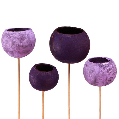 Floristik24 Copo Bell em palito Decoração exótica seca Purple Berry 44cm 15 un