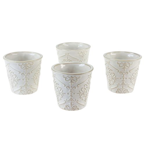 Itens Vaso de cerâmica branco Ø7cm Alt.8cm 4 unidades