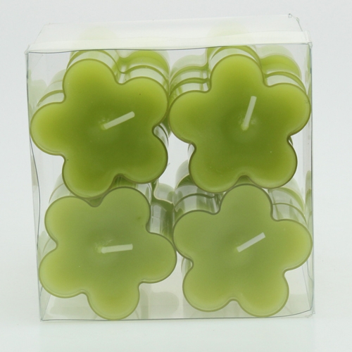 Floristik24 Tealight em forma de flor verde Ø5cm 12pcs
