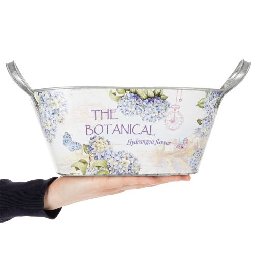 Itens Vaso oval de metal com alças, ideal para hortênsias, 32×15×15cm