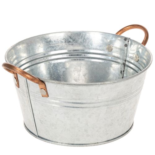 Floristik24 Vaso redondo para flores com alças, vaso de metal Ø17,5cm A9cm