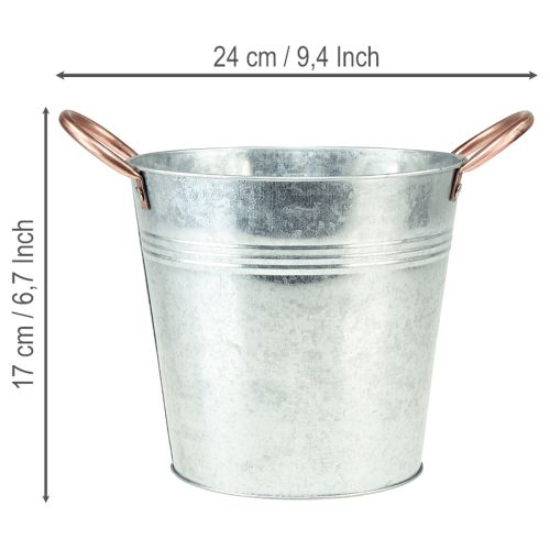 Itens Vaso de metal com alças, balde decorativo, Ø16cm A15cm