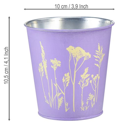 Itens Vaso de metal para flores, floreira, flores roxas, Ø10cm A10,5cm