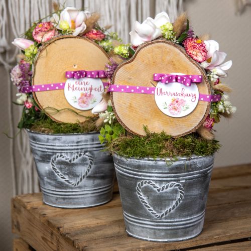Itens Vaso de flores Shabby Chic plantador coração de metal Ø22cm Alt.17,5cm