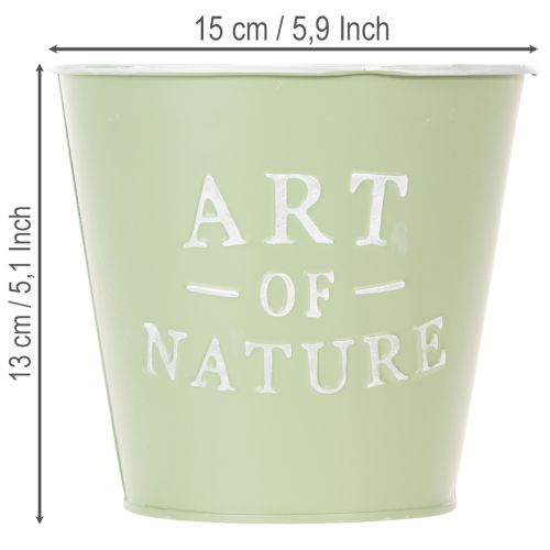 Vaso de zinco para flores, verde menta, Ø15cm, A13,5cm | Floristik24.pt