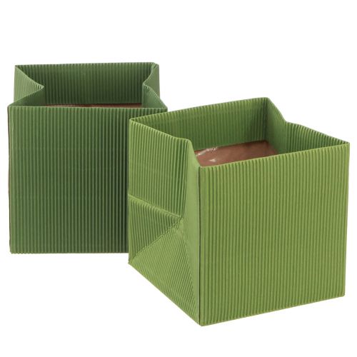 Floristik24 Vaso para flores papel canelado verde oliva 12cm 6 un