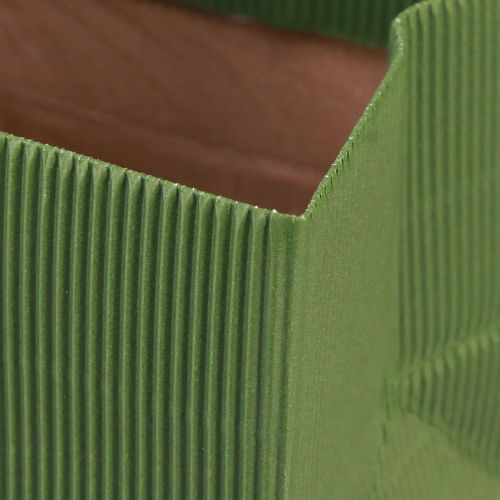 Floristik24 Vaso para flores papel canelado verde oliva 12cm 6 un