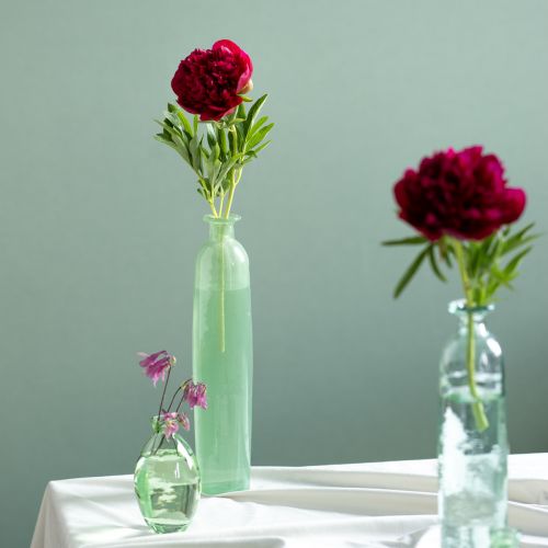 Itens Vaso de flores em vidro decorativo na cor verde alto Ø6,5cm H30cm