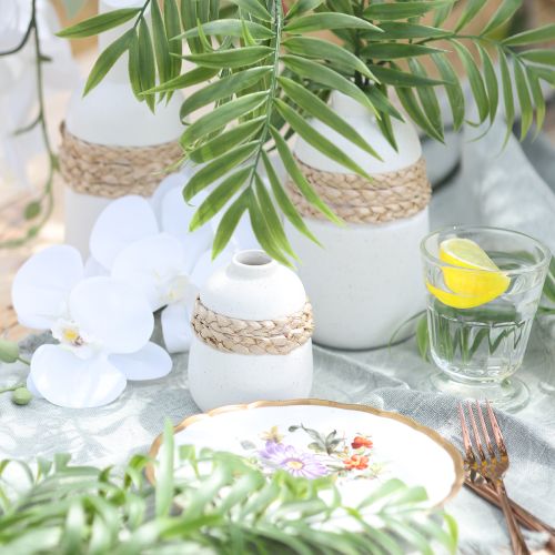 Floristik24 Vaso de flores de cerâmica branca, vaso de mesa com ervas marinhas, altura 10,5 cm, 2 peças