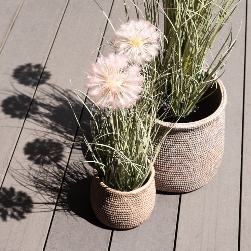 Floristik24 Vaso de flores Boho com padrão trançado plantador de cerâmica Ø12cm Alt.14cm 2 unidades