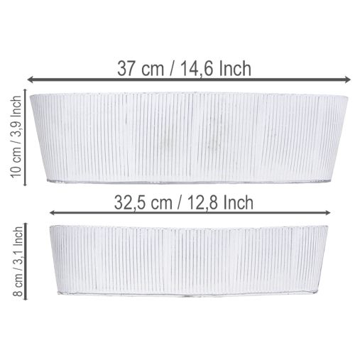 Itens Tigela oval de metal branca e prateada, 32,5 cm/37 cm, conjunto de 2.