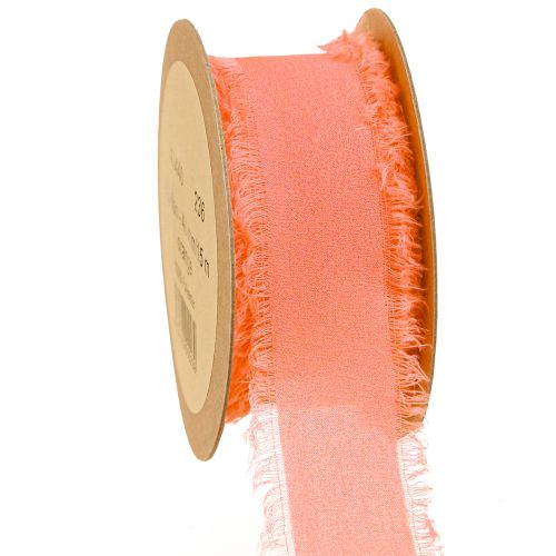 Itens Franjas de tecido pastel laranja com fita de chiffon 40mm 15m