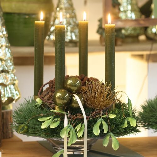 Itens Bolas de árvore de Natal de vidro brilhante em verde oliva e cinza prata 5 cm 24 unidades