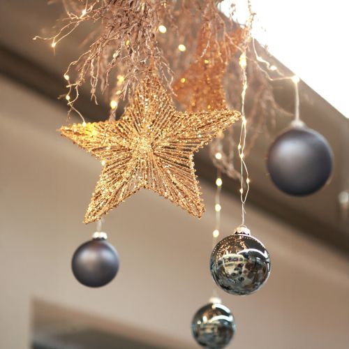 Itens Enfeites para árvore de Natal, decoração de Advento, pingente estrela dourado L30cm 4 peças
