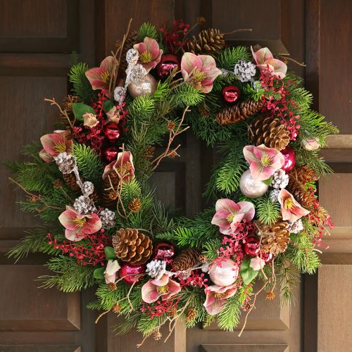 Floristik24 Elegante buquê de rosas de Natal rosa - 35 cm 6 unid.