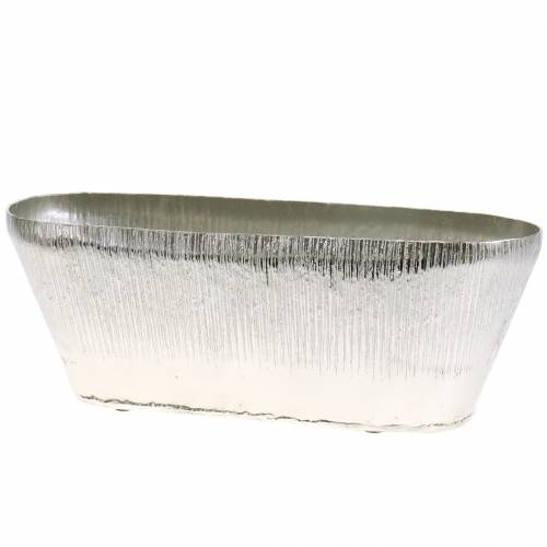 Floristik24 Pote decorativo oval prata 40cm x 13cm Alt.13cm