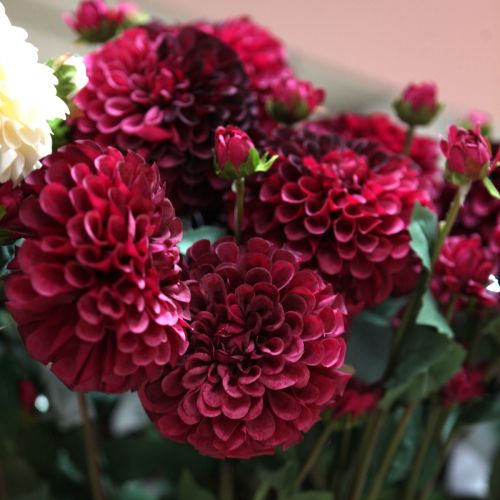 Itens Flores artificiais dália com flor roxa Ø10cm C80cm 2 unidades
