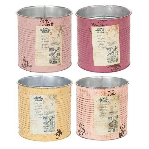 Floristik24 Caixa de lata decorativa vintage, Ø15,5cm A15cm, várias cores