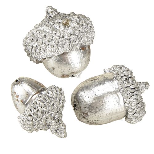 Floristik24 Bolotas decorativas prata, decoração de Advento, frutas naturais de outono, casa de campo Ø1,5 – 2,5cm L1,5 – 3cm 300g