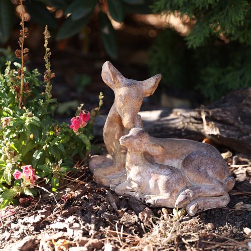 Itens Figura decorativa veado com fulvo fundido em pedra marrom branco 20×11×17cm