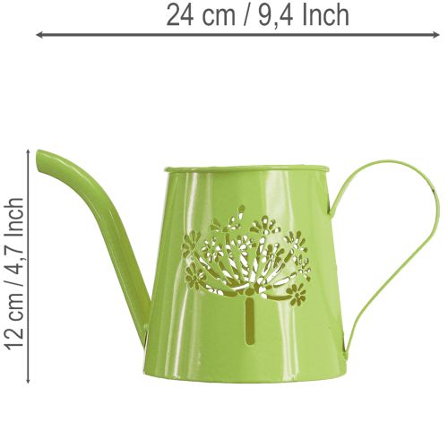 Regador decorativo de metal, com desenho de dente-de-leão, verde, 12 cm de altura, conjunto de 2 peças, vaso decorativo, estilo shabby chic | Floristik24.pt