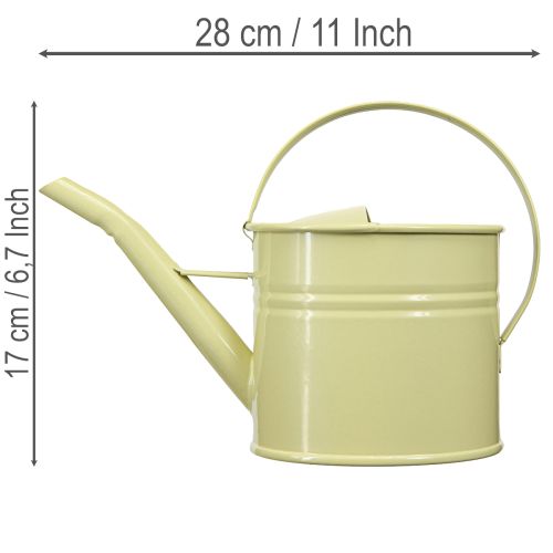 Regador decorativo de metal, verde/amarelo, pequeno, 28x13x17cm, 1,25l, estilo vintage, decoração para varanda. | Floristik24.pt