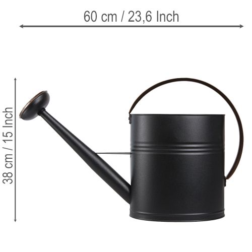 Regador decorativo vintage em metal, preto e verde-oliva, 60x19x38cm, ideal para varanda ou jardim de inverno. | Floristik24.pt