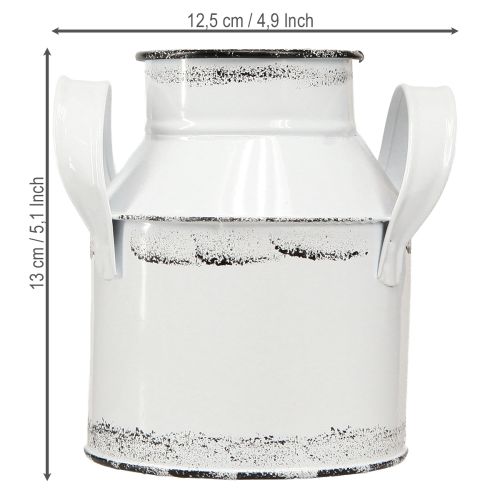 Itens Jarro decorativo de metal com alças, branco e preto, 13 cm de altura, 2 peças