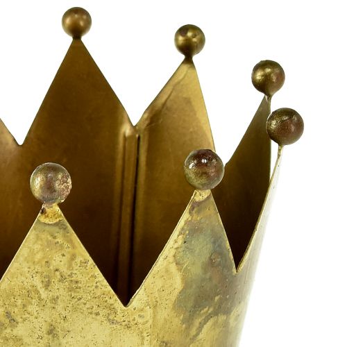 Floristik24 Vaso de flores de metal com coroa decorativa em latão Ø11cm/H10cm